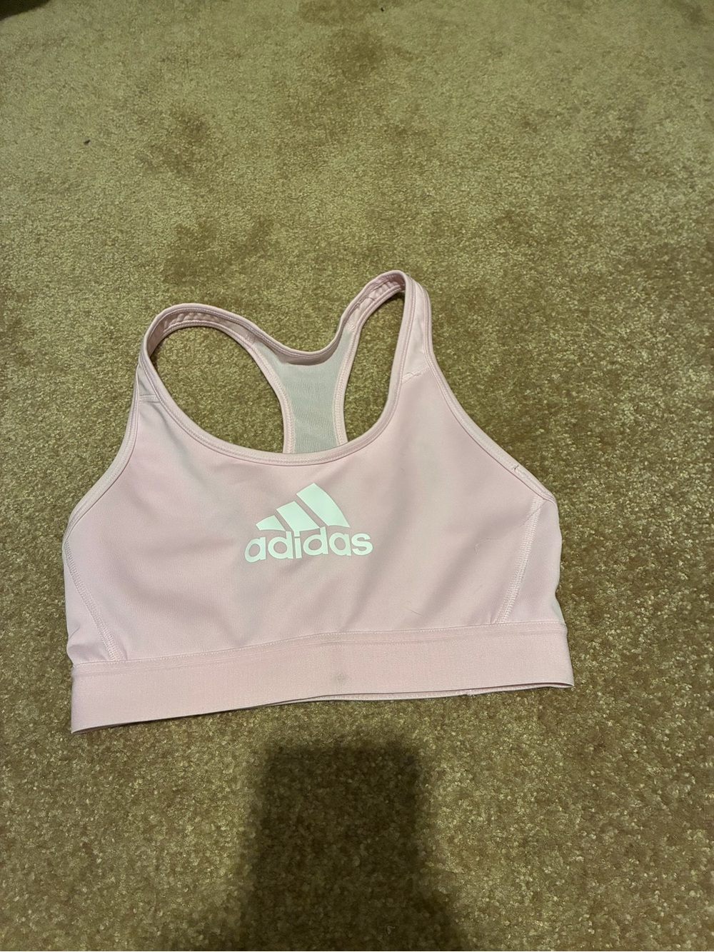adidas Light Pink Racerback Sports Bra with White Logo